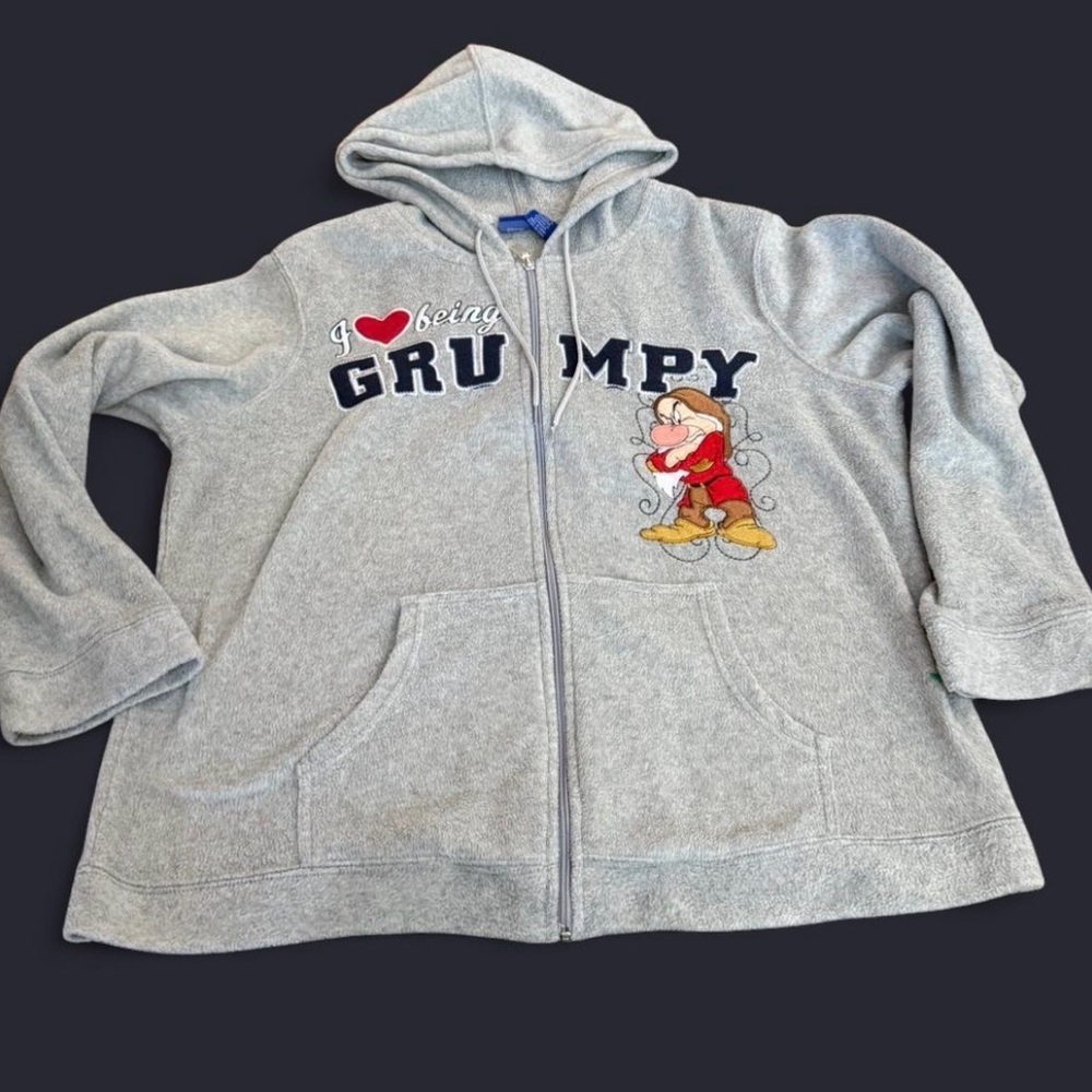 Disney Grumpy Zip Hoodie I Love Being Grumpy Fleece 1X‎ Y2K
